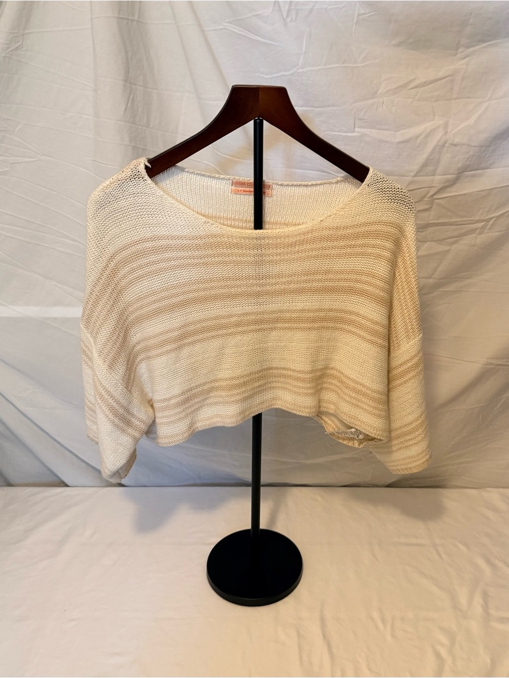 Urban Outfitters Cream Cropped Knit Boatneck Sweater Size Petite Small (JJ11)